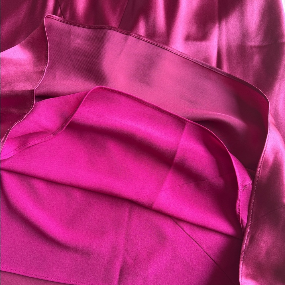 NEW Reformation Anaiis Long Silk Dress Hibiscus Tea Dark Pink Magenta | US 2 UK6 - Picture 14 of 16